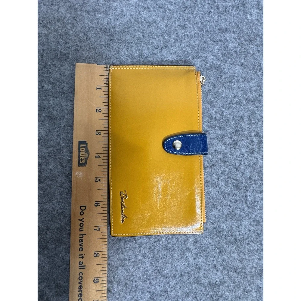 Bostanten Yellow And Blue Smooth Leather Wallet 12 Cards, 2 Zips,‎ Bill Pocket